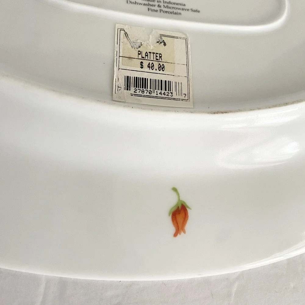 Westbury Court LYRICAL BLOOMS Large Oval Serving Platter Porcelain Poppies 14.5